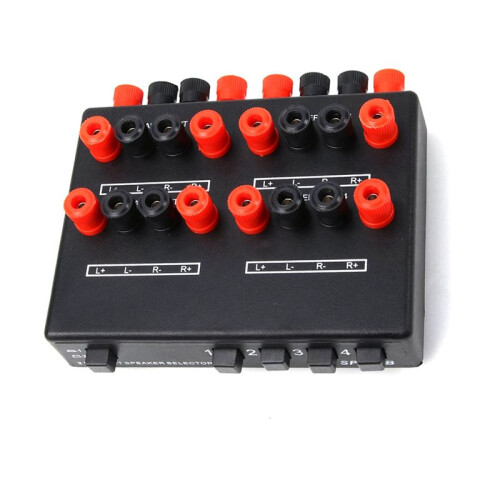 2-IN-4-OUT Stereo Audio Selector Amplifier Switcher Box Speaker Splitter SP-24B Speaker Selector Box 1