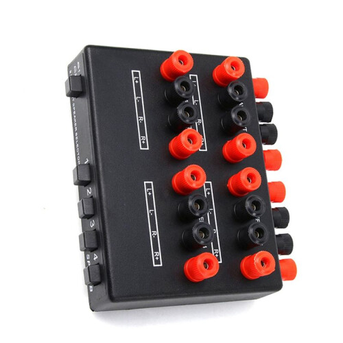 2-IN-4-OUT Stereo Audio Selector Amplifier Switcher Box Speaker Splitter SP-24B Speaker Selector Box 2