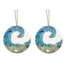 Meeresglas-SonnenfäNger-AnhäNger, Zerbrochener Kristall, Ozean-Strand-HäNgeornament, Romantisches Paar, Transparenter BastelanhäNger