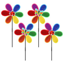 4Pcs Pinwheels for Garden,Colorful Flower Rainbow Garden Windmill,Wind Lawn Pinwheels Garden Windmills