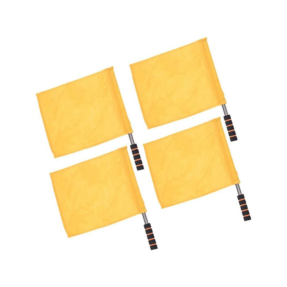 Photos - Football Kit Yellow Sports Referee Flag 4 Pieces Track and Field Event Referee Flag Football Goal Flag Flag Bearer Flag Sponge Handle