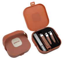 5Piece Carbon Steel Nail Clipper Set with Case, Manicure Kit with AntiSplash Design for Travel