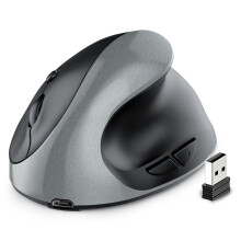 Mouse Verticale Ergonomico Ricaricabile Senza Fili USB 2.4G per Computer Portatile Mouse da Gioco Grigio Argento