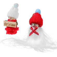 10Pièces Mini Poupées Bois Et Tissu Décorations De Noël Multicolores