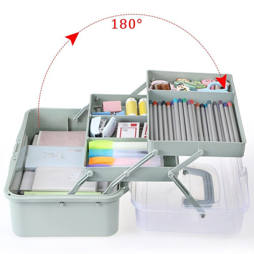 3-Layer Plastic Dividing Storage Box  Organizer and Storage with Adjustable Spacers Portable Handled Organizer 1