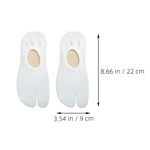 2Paires Anti-Dérapantes Coton Fines Blanches 1