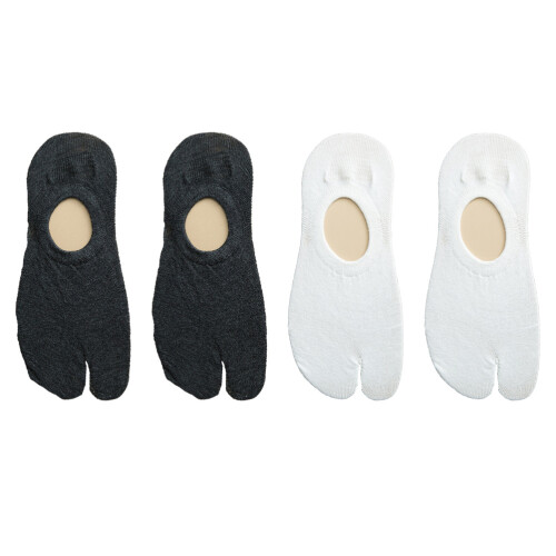 2Paires Anti-Dérapantes Coton Fines Blanches