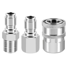 NPT 3/8 Inch Male and Female Quick Connector Kit Pressure Washer Adapter Set and 1 Pieces NPT 3/8 Inch Pressure Washers Quick Connector Plug Male