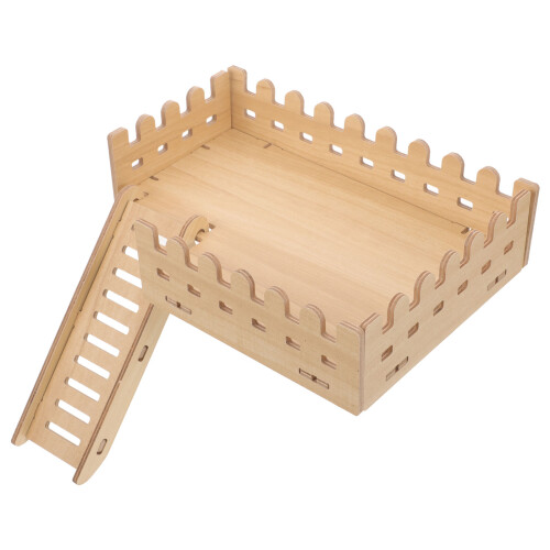 3Pcs Khaki Hamster Platform Toy with Ladder for Cage Decor 1