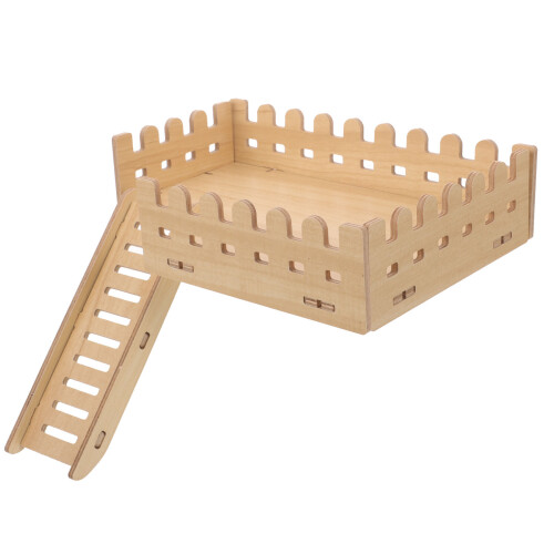 3Pcs Khaki Hamster Platform Toy with Ladder for Cage Decor 2