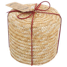 2Pcs Portable Wicker Storage Box Round Straw Desktop Organizing Basket
