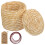 2Pcs Portable Wicker Storage Box Round Straw Desktop Organizing Basket 2
