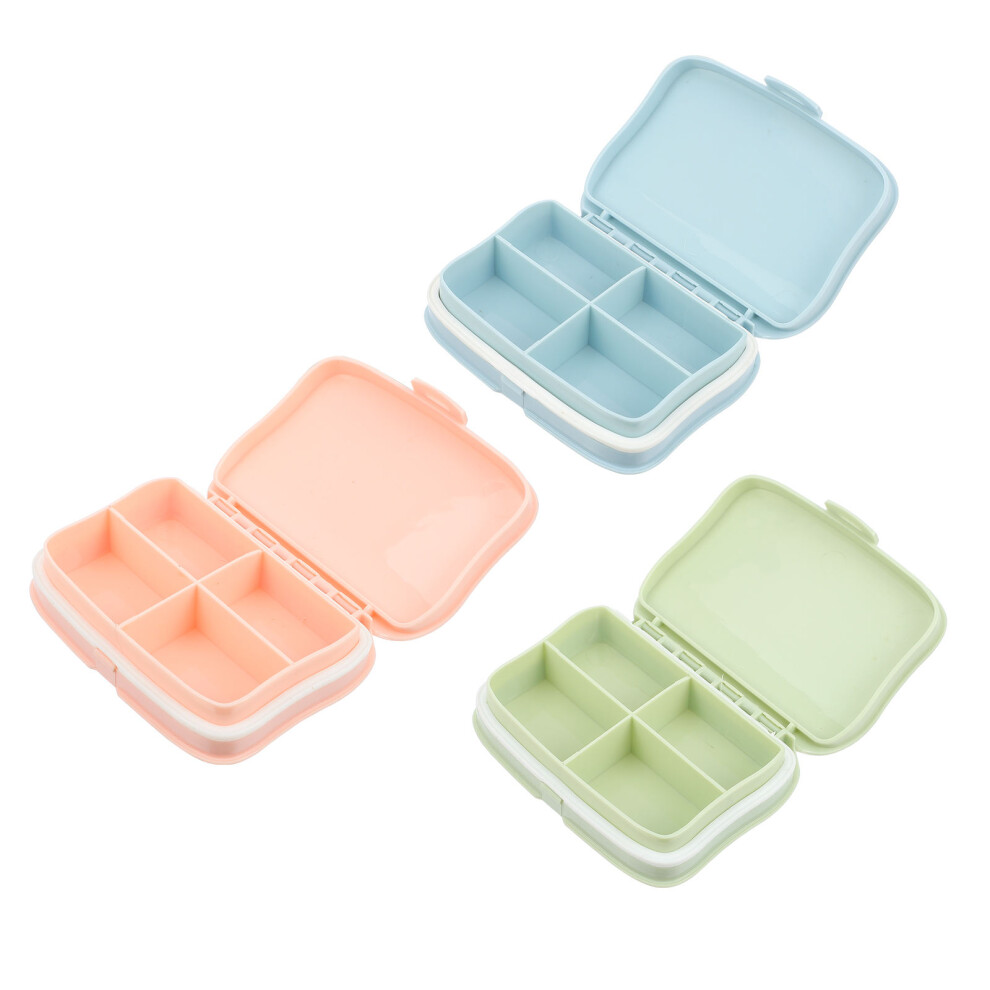Inoomp 18Pcs Travel Pill Box Portable Case Durable Four Compartments Assorted