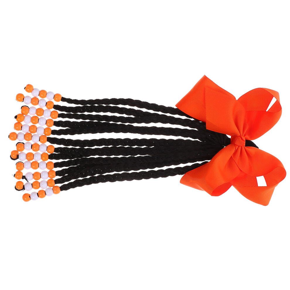 Solustre Unisex Orange 3Pcs Braided Ponytail Extension Synthetic Hair Piece With Bow
