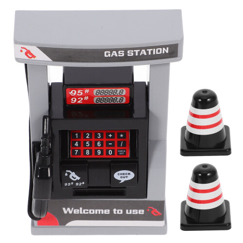 2Sets Decorative Gas Station Model Kit with Mini Roadblocks for Kids