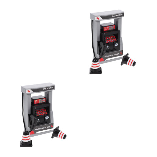 2Sets Decorative Gas Station Model Kit with Mini Roadblocks for Kids 2