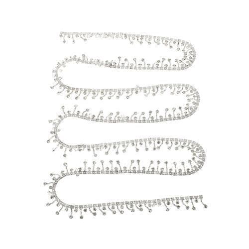 2Pcs Silver Rhinestone Tassel Chain Durable Clothing Decor Accessory