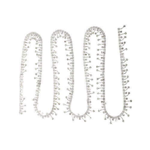 2Pcs Silver Rhinestone Tassel Chain Durable Clothing Decor Accessory 1