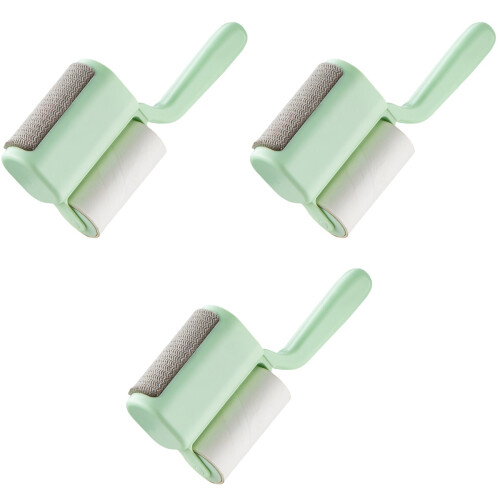 3Pcs Compact Green Pet Hair Removal Rollers Easy Grip Household Tool 2