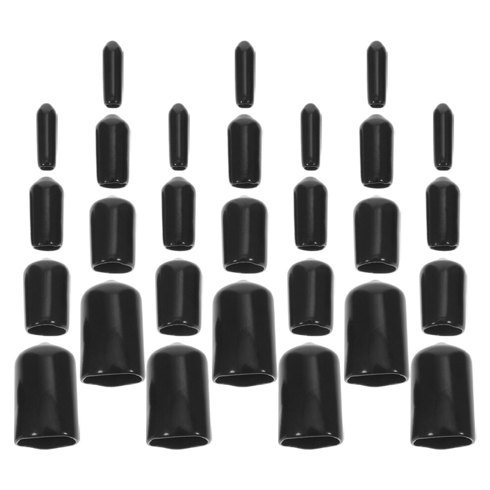 320Pcs Black Rubber End Caps Flexible Thread Protectors For Furniture 3011827803535