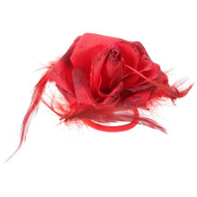 2Pcs Red Fabric Flower Headpieces Elegant Hair and Dress Accessories