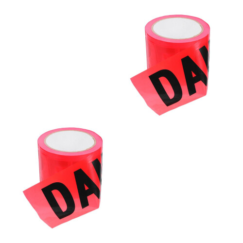 2Pcs High Visibility Red Nonadhesive Caution Tape Roll for Safety Use 2