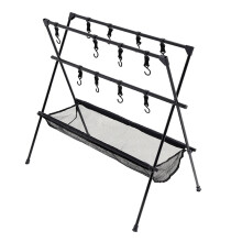 2Sets Collapsible Black Aluminum Camping Grill and Storage Stand