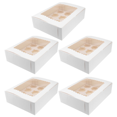 15Pcs Foldable White 12 Grid Cupcake Boxes with Window for Parties 2