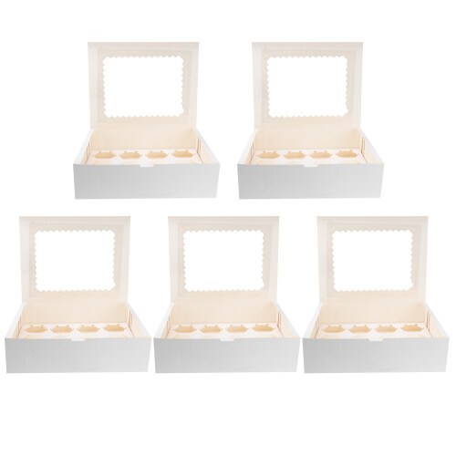 15Pcs Foldable White 12 Grid Cupcake Boxes with Window for Parties 1