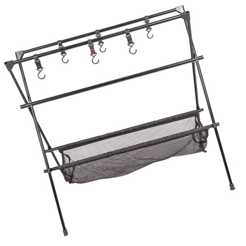 2Sets Collapsible Black Aluminum Camping Grill and Storage Stand 2