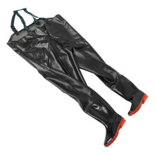 2Pcs Waterproof Black PVC Fishing Overalls Waders for Men Outdoor Use