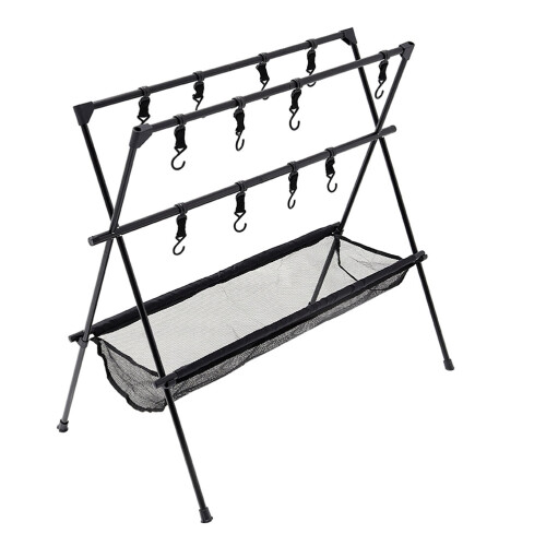 2Sets Collapsible Black Aluminum Camping Grill and Storage Stand 1