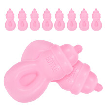 24Pcs Pink Miniature Plastic Baby Doll Feed Bottles for Decoration