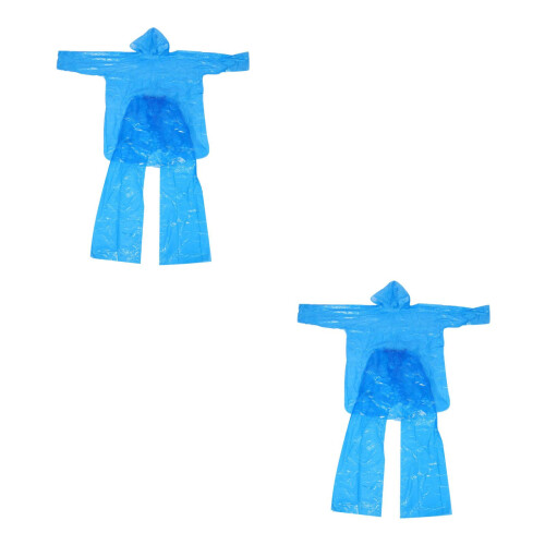 6Sets Sky-Blue Disposable Raincoat Men Clear Plastic Hooded Poncho 2