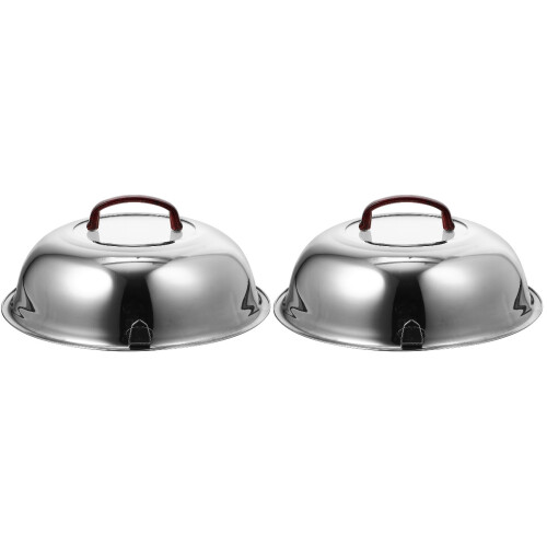 2Pcs Anti-Scald Stainless Steel Pan Covers Handle Lid for Kitchen Use 2