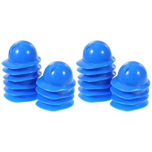 200Pcs Plastic Blue Miniature Construction Doll Hats Multi-Use