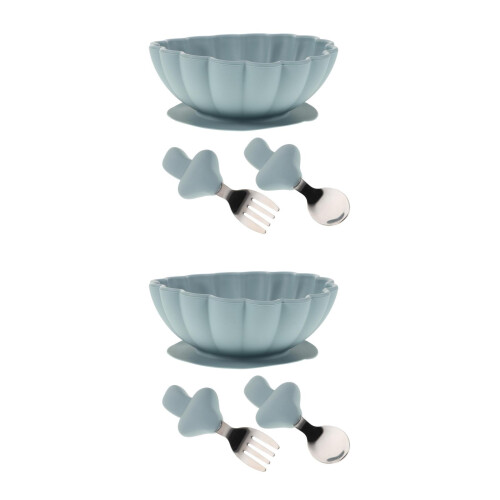 2Ensembles Ensemble Alimentaire Bébé Silicone Résistant 2