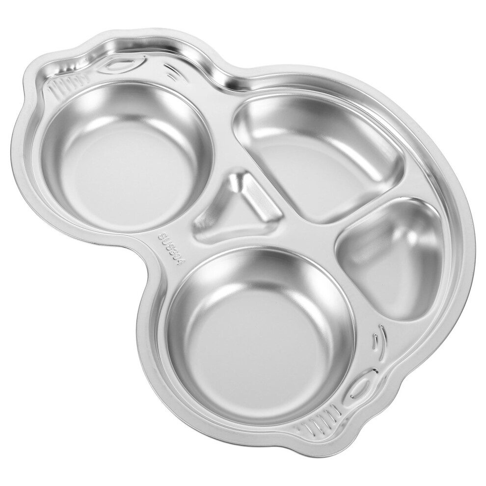 5Pcs Stainless Steel Baby Cutlery Set Divided Plates For Kids Silver Iplusmile