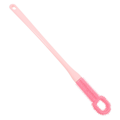 3Pcs Long Handle Pink Silicone Foot Scrubber Soft Bristles Toe Cleaner