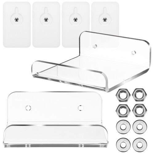 6Pcs Wall Mount Clear Acrylic Shelves No Nails Floating Organizer