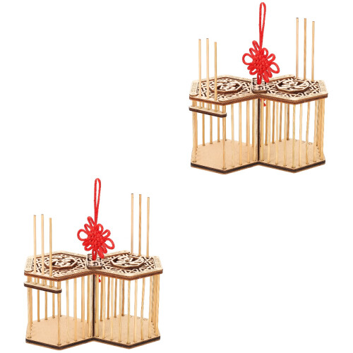 2Pcs Durable Bamboo Grasshopper Cage Small Portable Pet Storage Basket 2