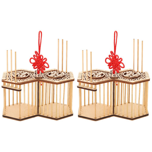2Pcs Durable Bamboo Grasshopper Cage Small Portable Pet Storage Basket 1