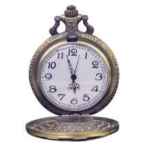 2Pcs Bronze Coffee Quartz Chain Pocket Watch Retro Style Accessory