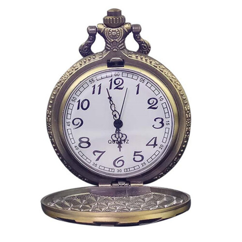 2Pcs Bronze Coffee Quartz Chain Pocket Watch Retro Style Accessory