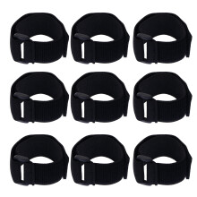 20Pcs Elastic Black Nylon Hook and Loop Strap Waterproof Fixing Tape