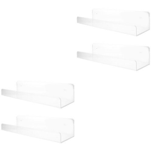 4Pcs Wall Mounted Acrylic Rack Transparent Storage Shelf 2