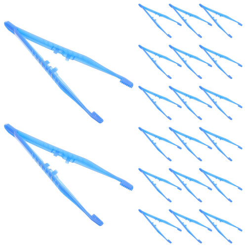 400Pcs Blue Plastic Tweezers Small Disposable Beads Holder