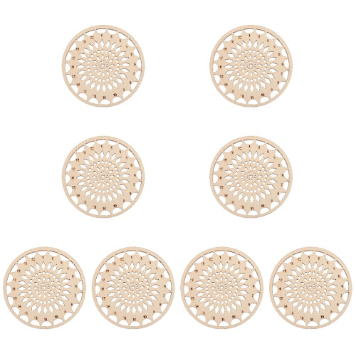 8Pcs Hollow Pattern Wooden Thread Winding Plate for Sewing 2