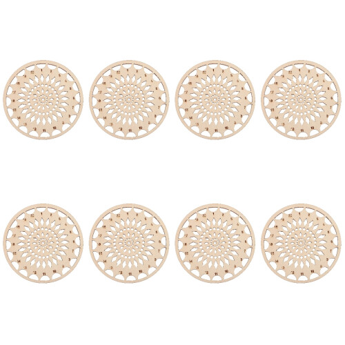 8Pcs Hollow Pattern Wooden Thread Winding Plate for Sewing 1