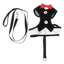 2Sets Small Dog Harness and Leash Kit Black Pet Vest Walking Accessory